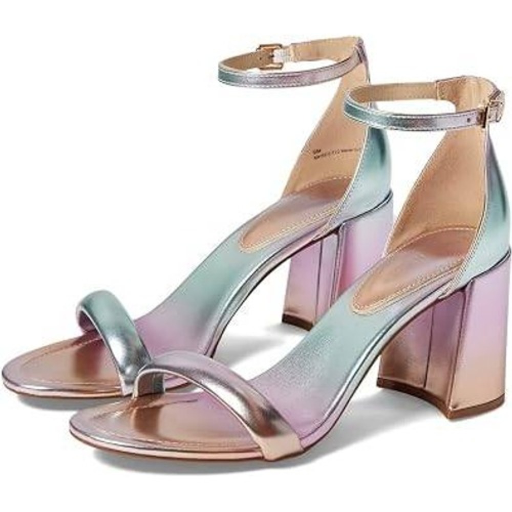 Kenneth Cole New York Luisa Block Heel Sandals Pastel Metallic Ombre Size 9